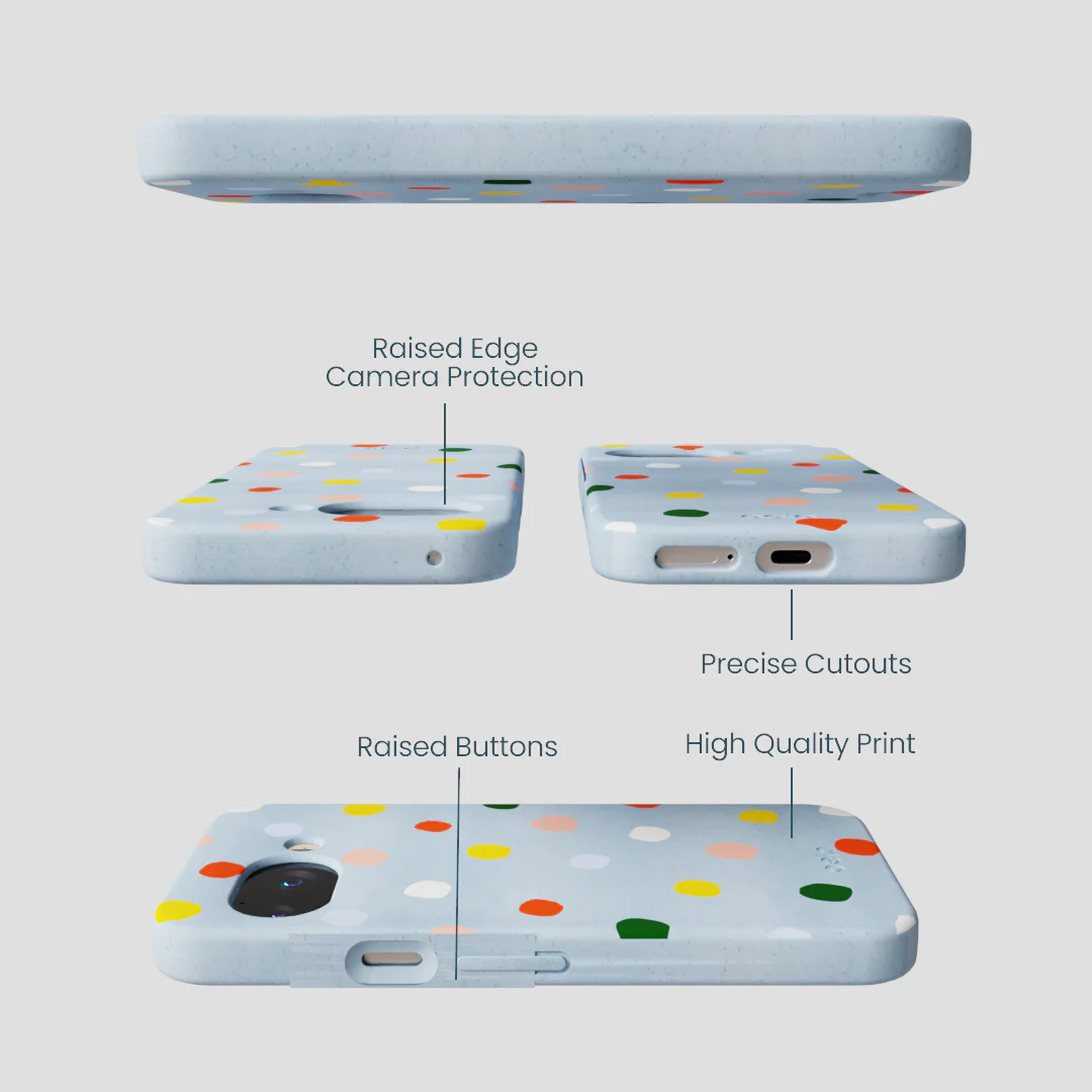 Powder Blue Rainbow Dots Google Pixel 9a Case - Image 3