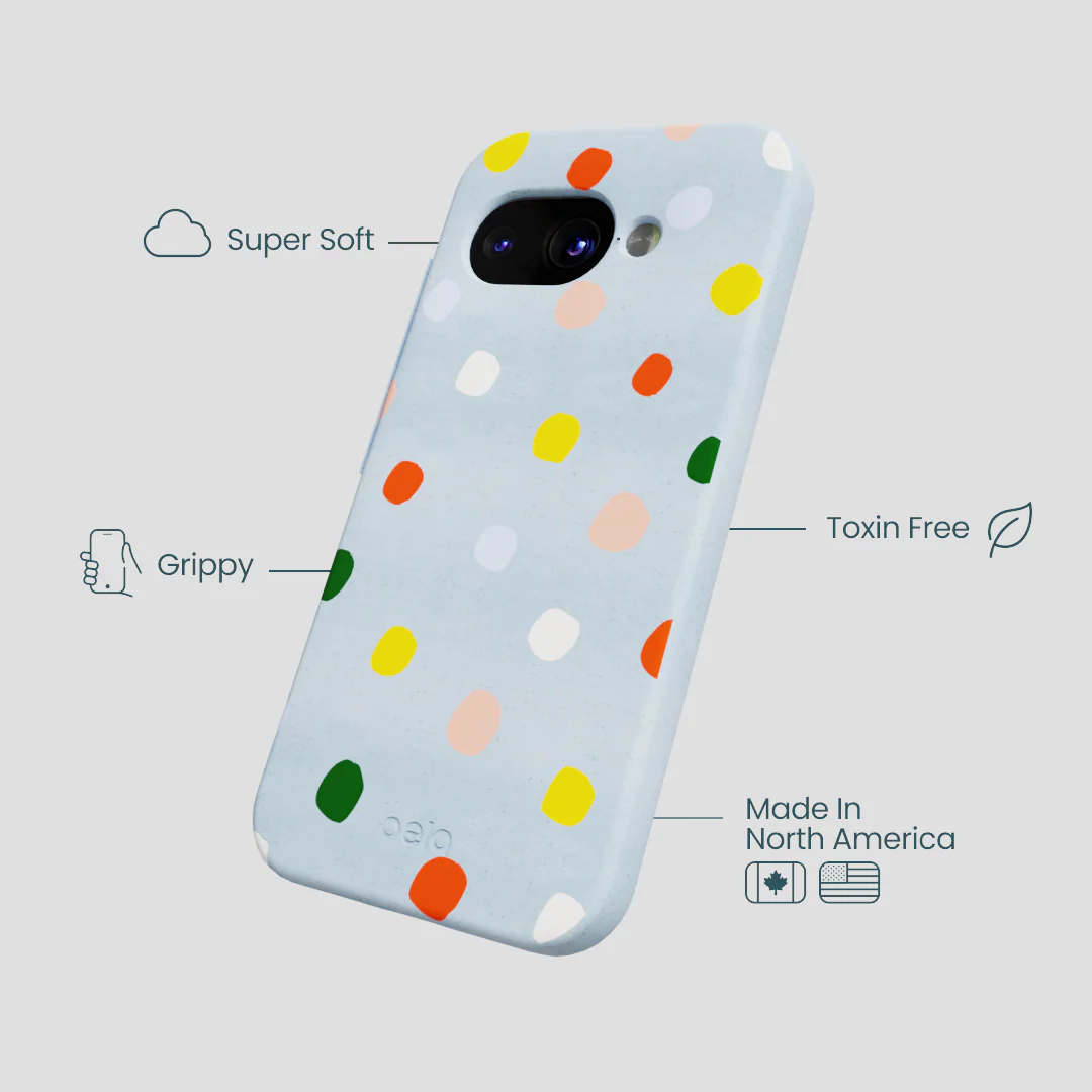 Powder Blue Rainbow Dots Google Pixel 9a Case - Image 4