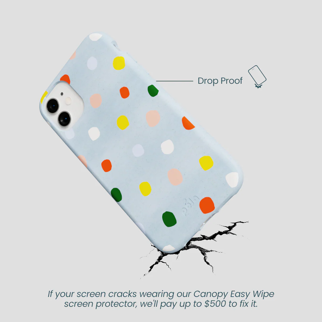 Powder Blue Rainbow Dots iPhone 11 Case - Image 5