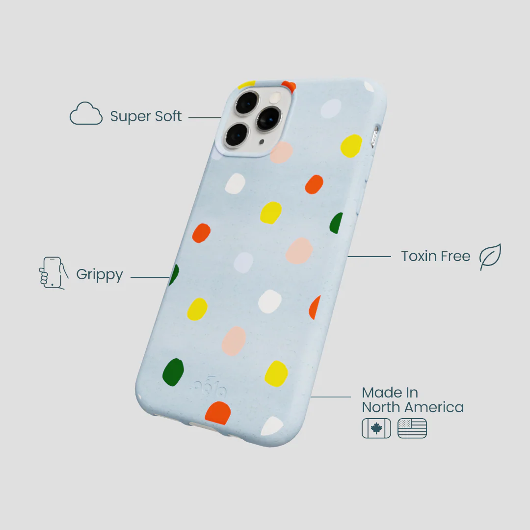 Powder Blue Rainbow Dots iPhone 11 Pro Case - Image 4