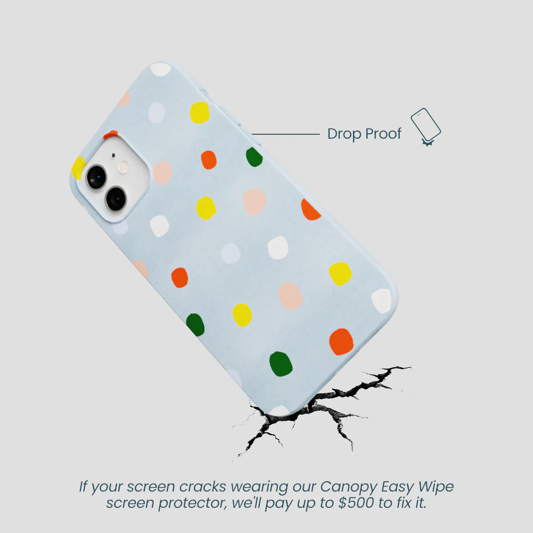 Powder Blue Rainbow Dots iPhone 12/ iPhone 12 Pro Case - Image 5