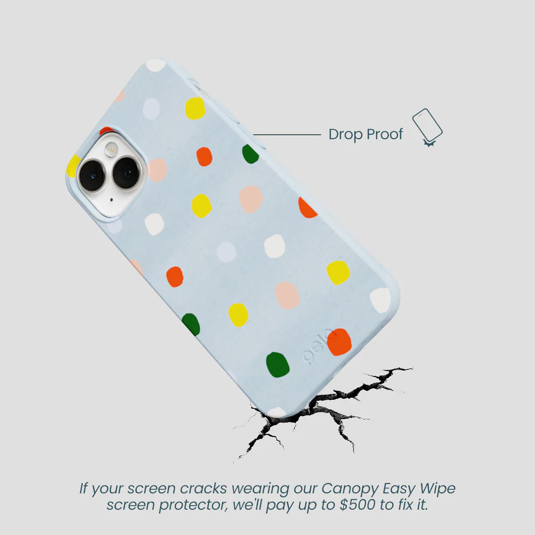 Powder Blue Rainbow Dots iPhone 13 Case - Image 5