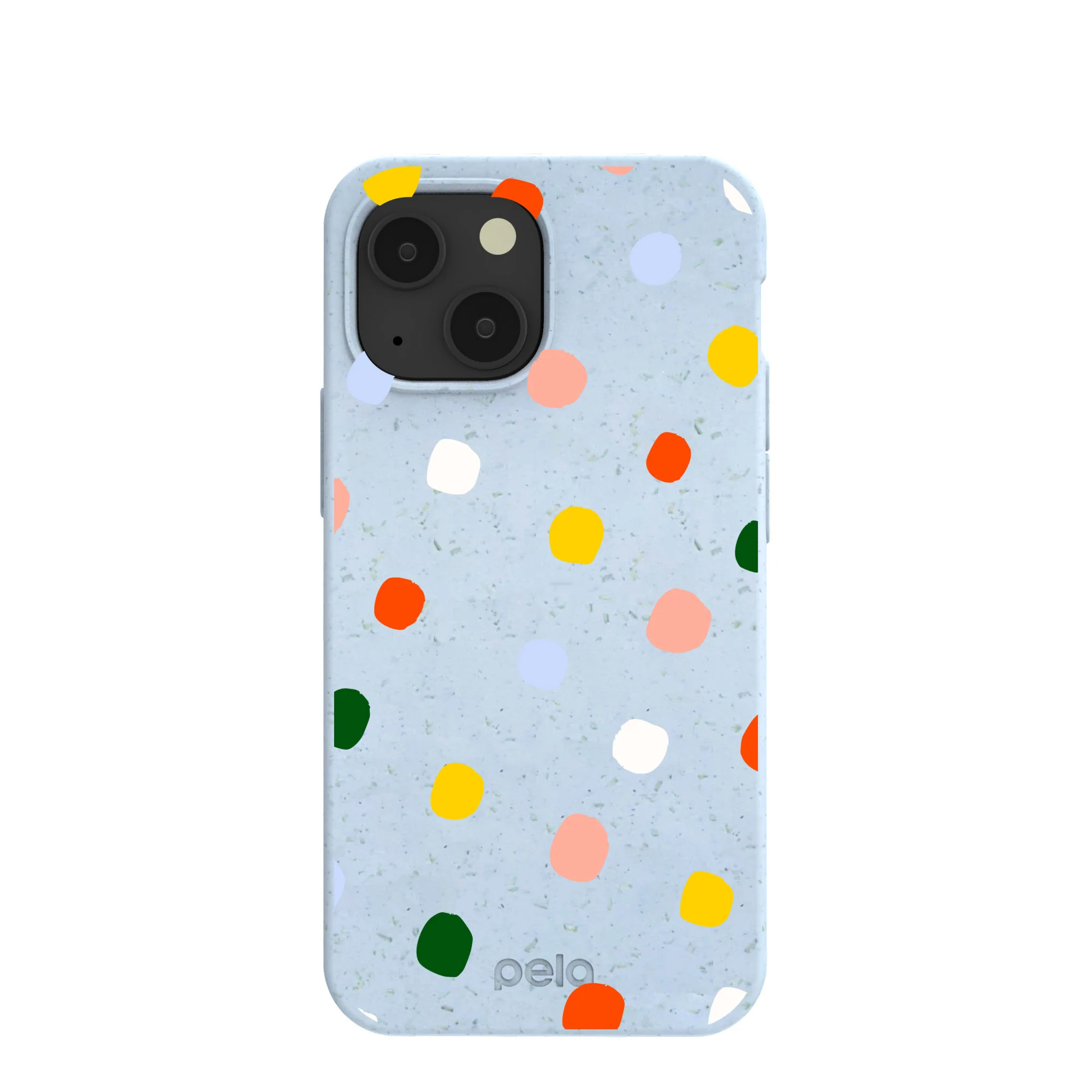 Powder Blue Rainbow Dots iPhone 13 Mini Case