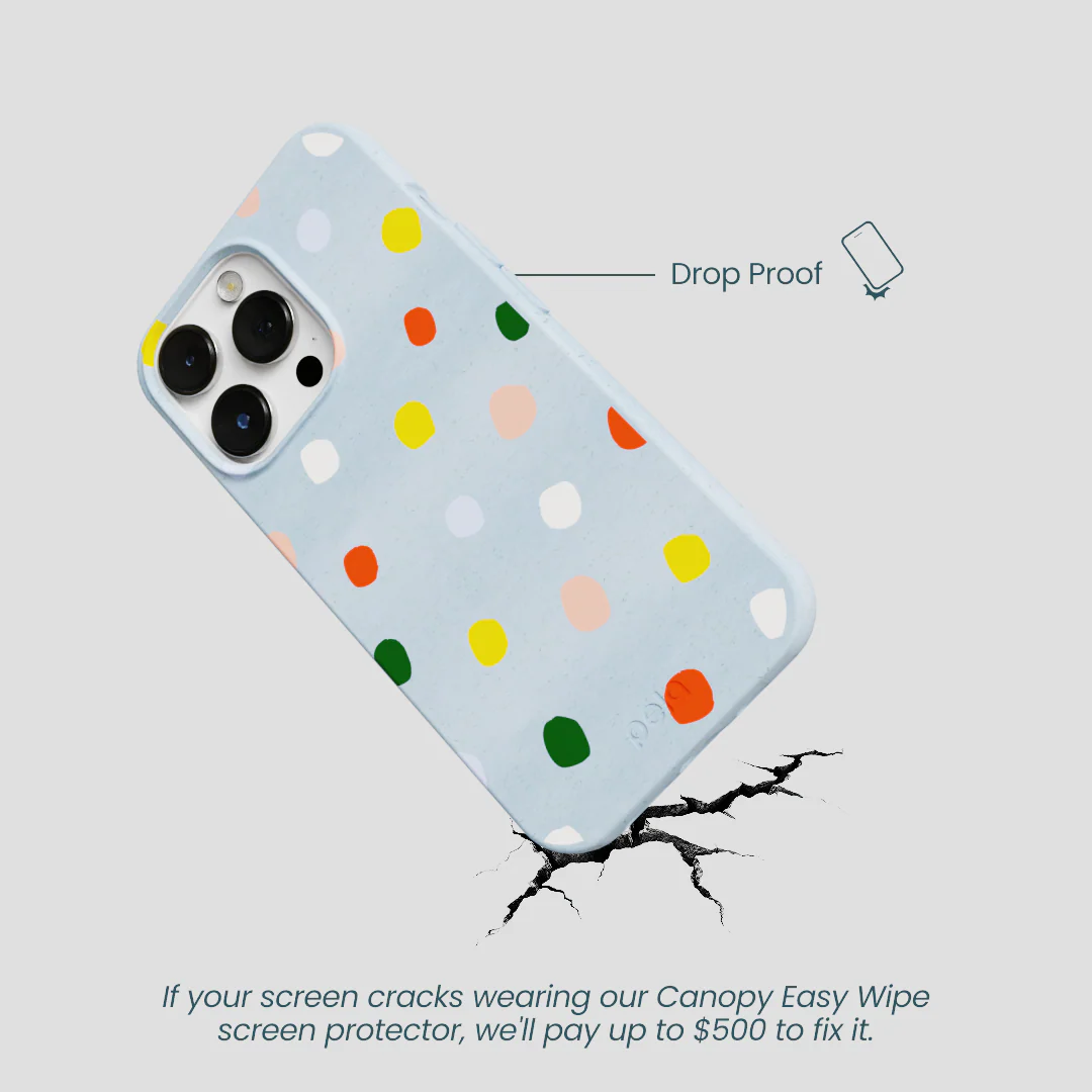 Powder Blue Rainbow Dots iPhone 13 Pro Case - Image 5