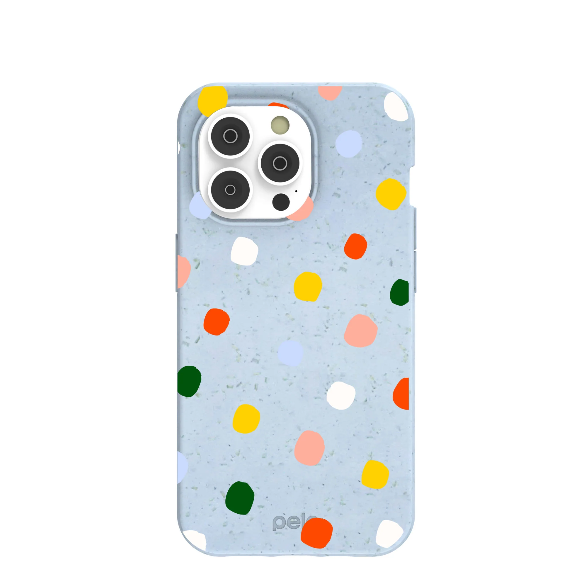 Powder Blue Rainbow Dots iPhone 14 Pro Case