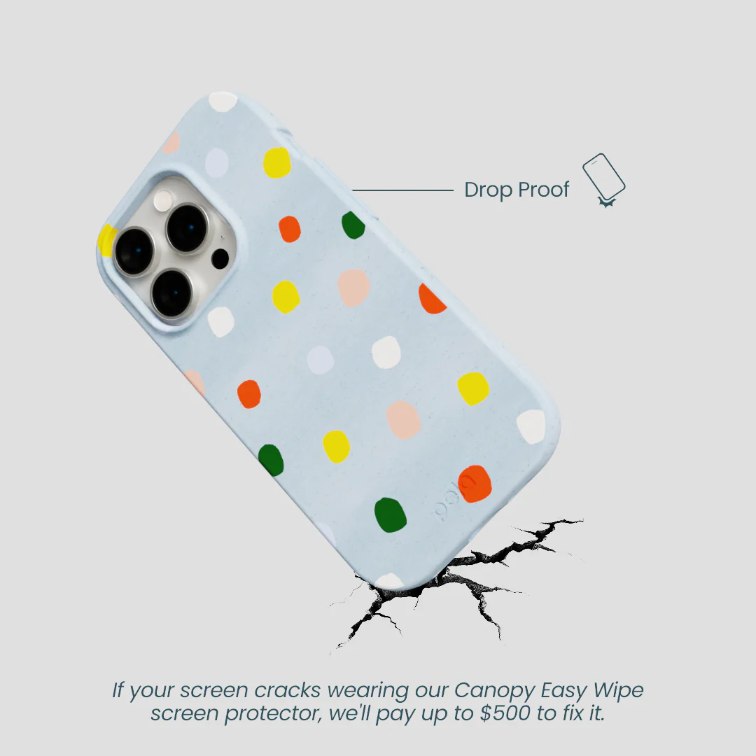 Powder Blue Rainbow Dots iPhone 14 Pro Case - Image 5