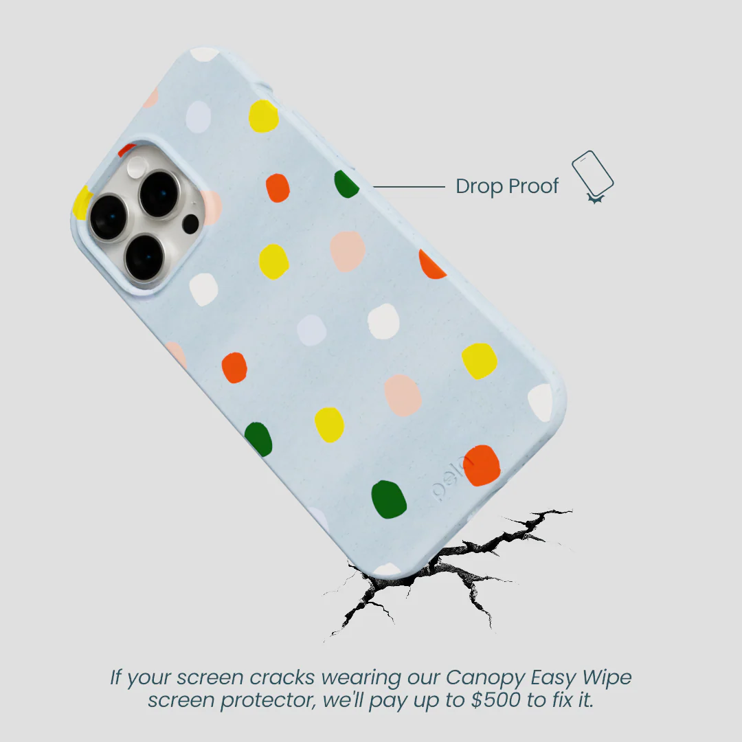 Powder Blue Rainbow Dots iPhone 15 Pro Max Case - Image 5