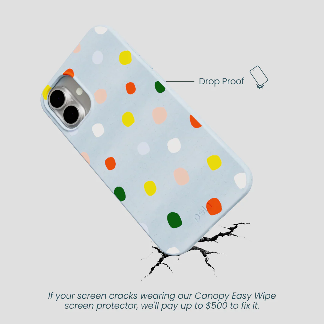 Powder Blue Rainbow Dots iPhone 16 Plus Case - Image 5