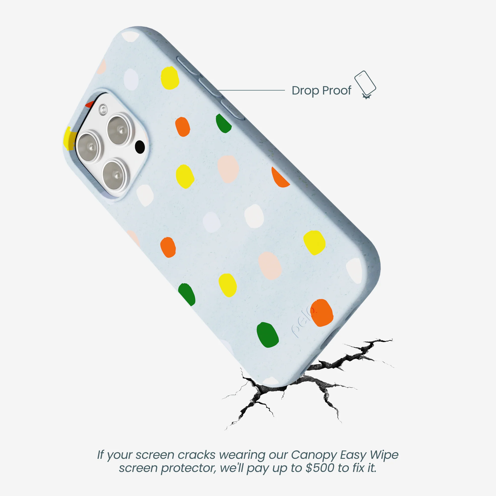 Powder Blue Rainbow Dots iPhone 16 Pro Max Case - Image 5