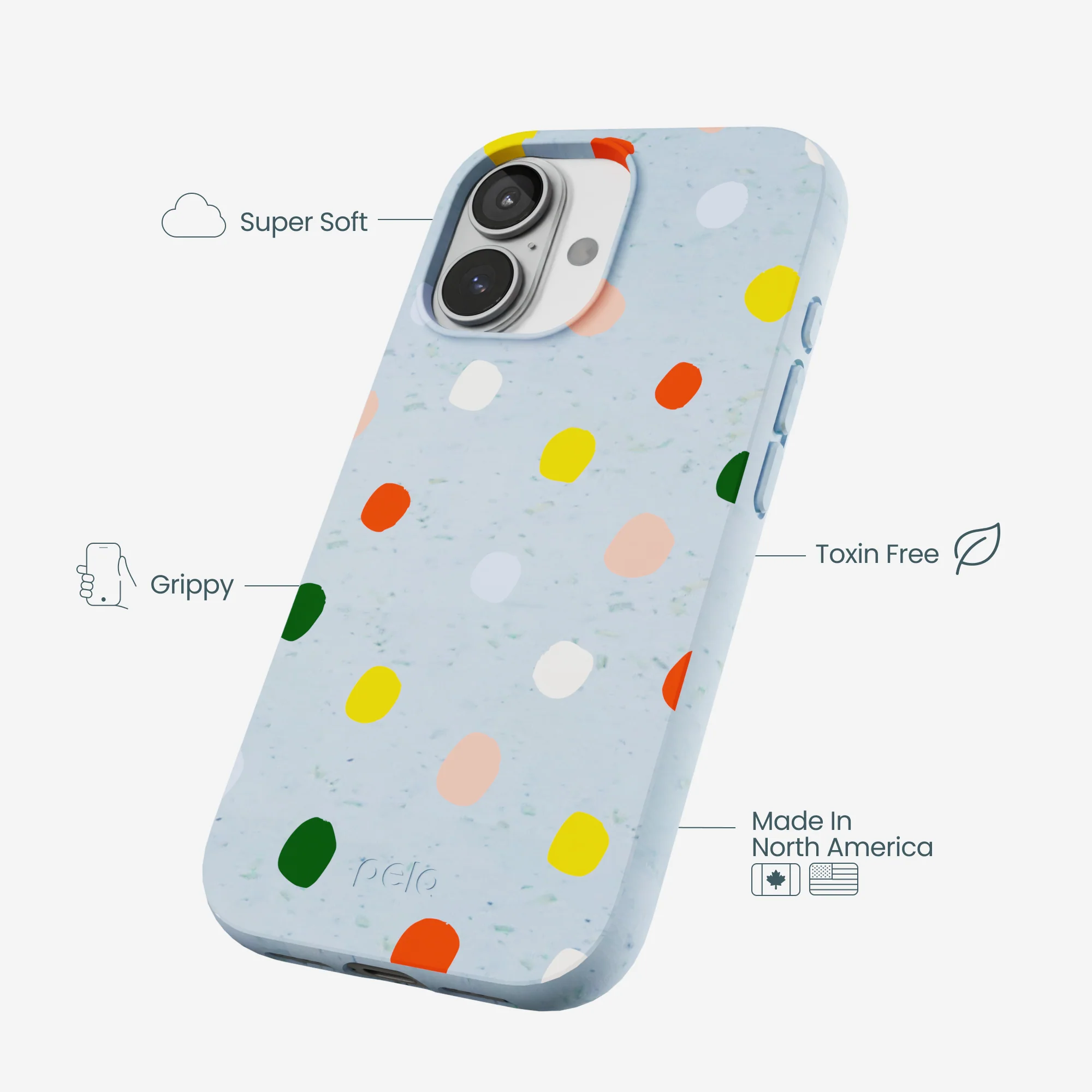 Powder Blue Rainbow Dots iPhone 17 Case - Image 4