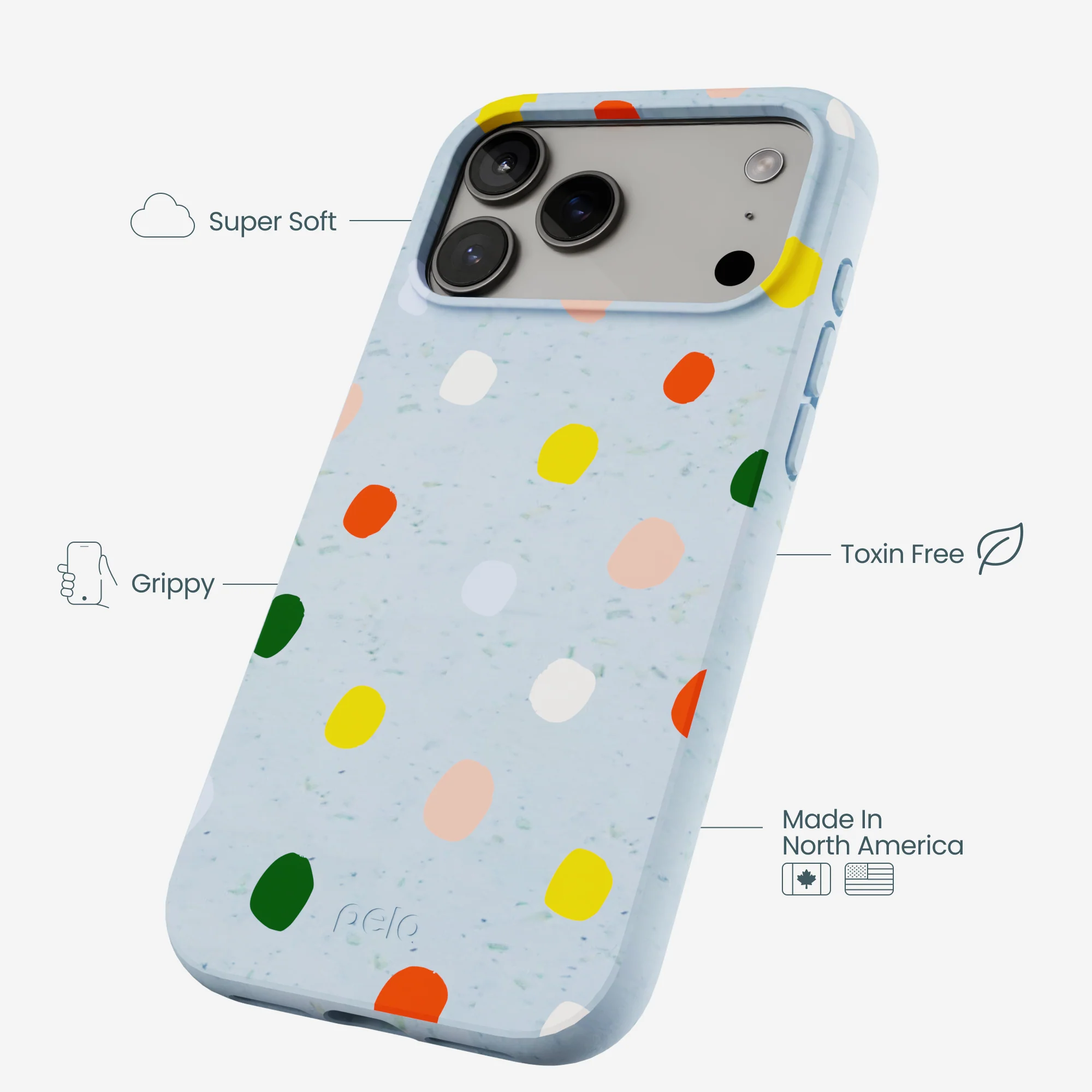 Powder Blue Rainbow Dots iPhone 17 Pro Max Case - Image 4