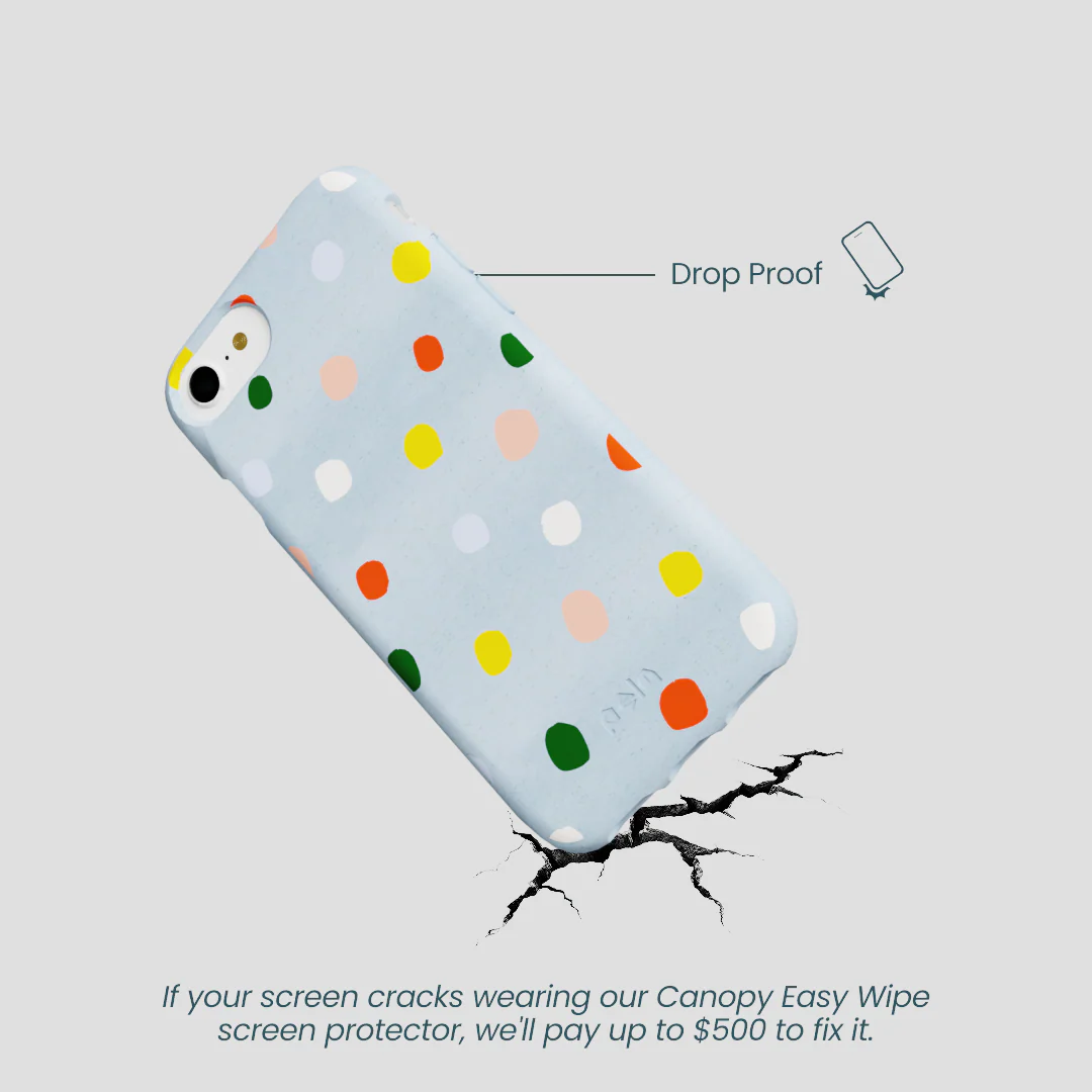 Powder Blue Rainbow Dots iPhone 6/6s/7/8/SE Case - Image 5