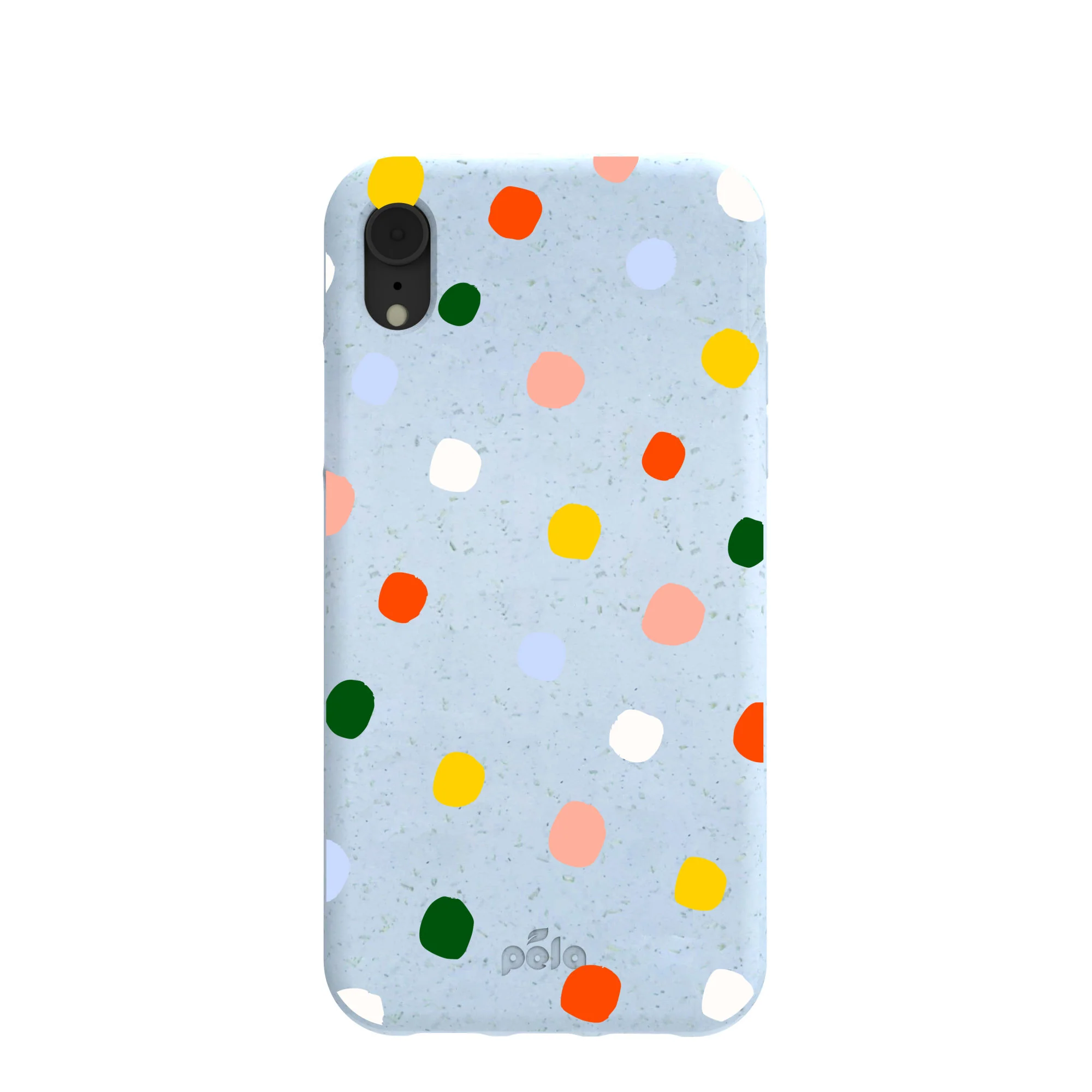 Powder Blue Rainbow Dots iPhone XR Case