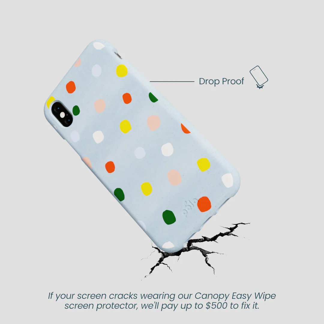 Powder Blue Rainbow Dots iPhone XR Case - Image 5