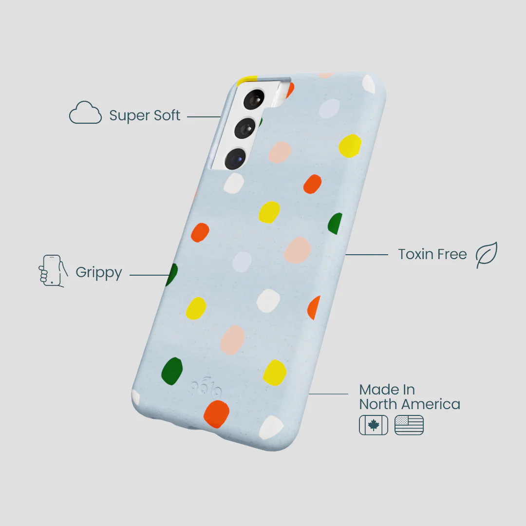 Powder Blue Rainbow Dots Samsung Galaxy S21 Case - Image 4
