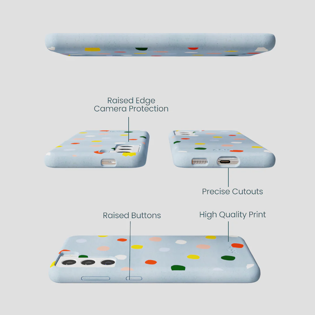 Powder Blue Rainbow Dots Samsung Galaxy S22 Case - Image 3