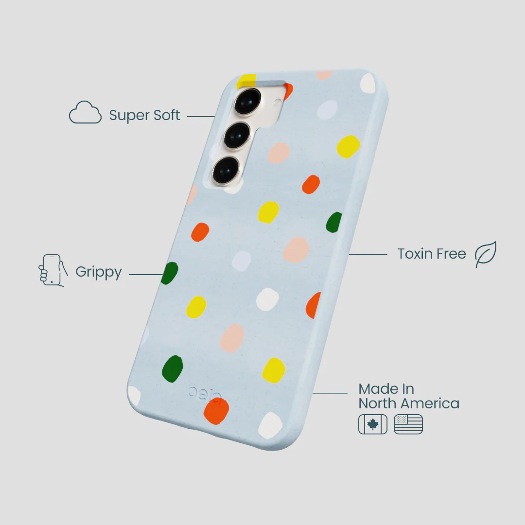 Powder Blue Rainbow Dots Samsung Galaxy S23 Case - Image 4