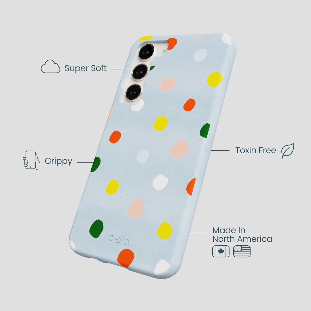 Powder Blue Rainbow Dots Samsung Galaxy S24+(Plus) Case - Image 4
