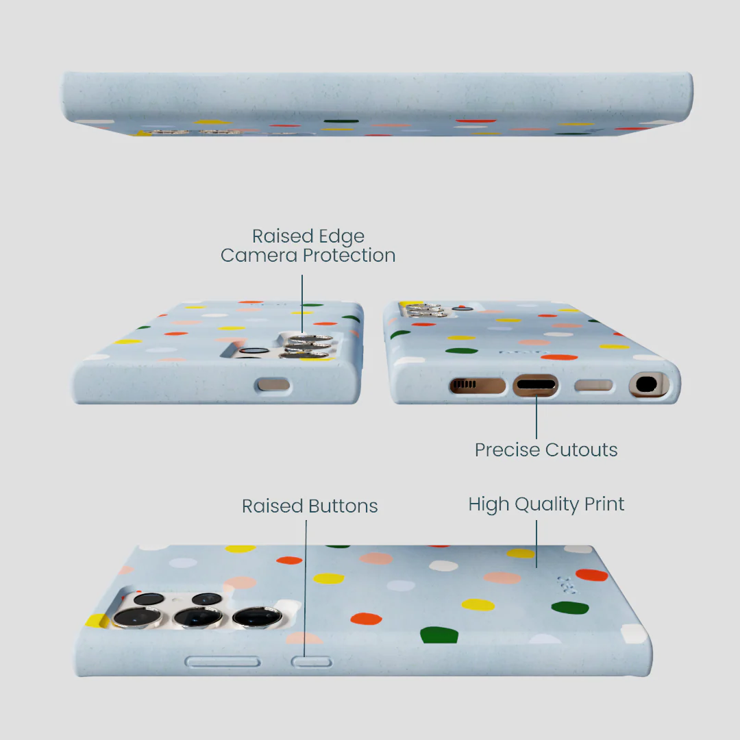Powder Blue Rainbow Dots Samsung Galaxy S24 Ultra Case - Image 3