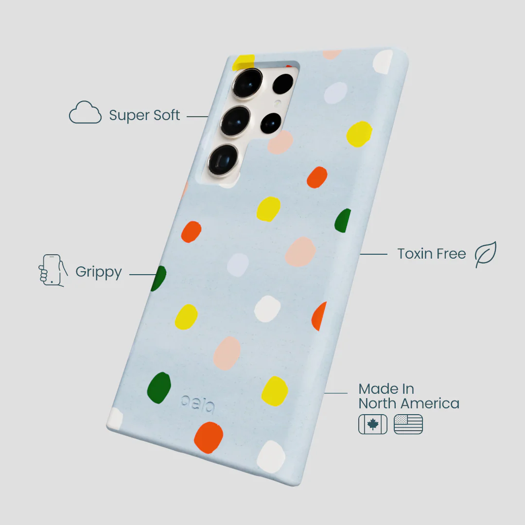 Powder Blue Rainbow Dots Samsung Galaxy S24 Ultra Case - Image 4