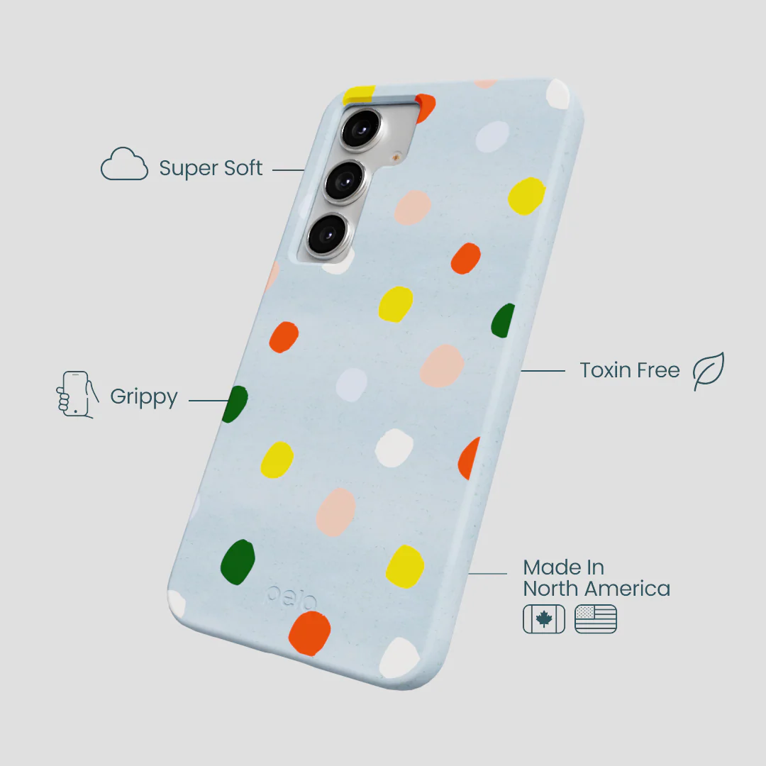 Powder Blue Rainbow Dots Samsung Galaxy S25+(Plus) Case - Image 4