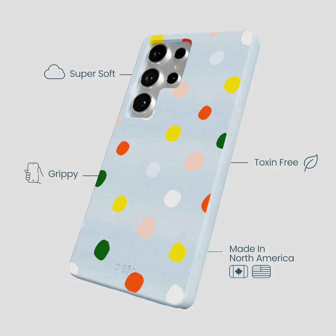 Powder Blue Rainbow Dots Samsung Galaxy S25 Ultra Case - Image 4
