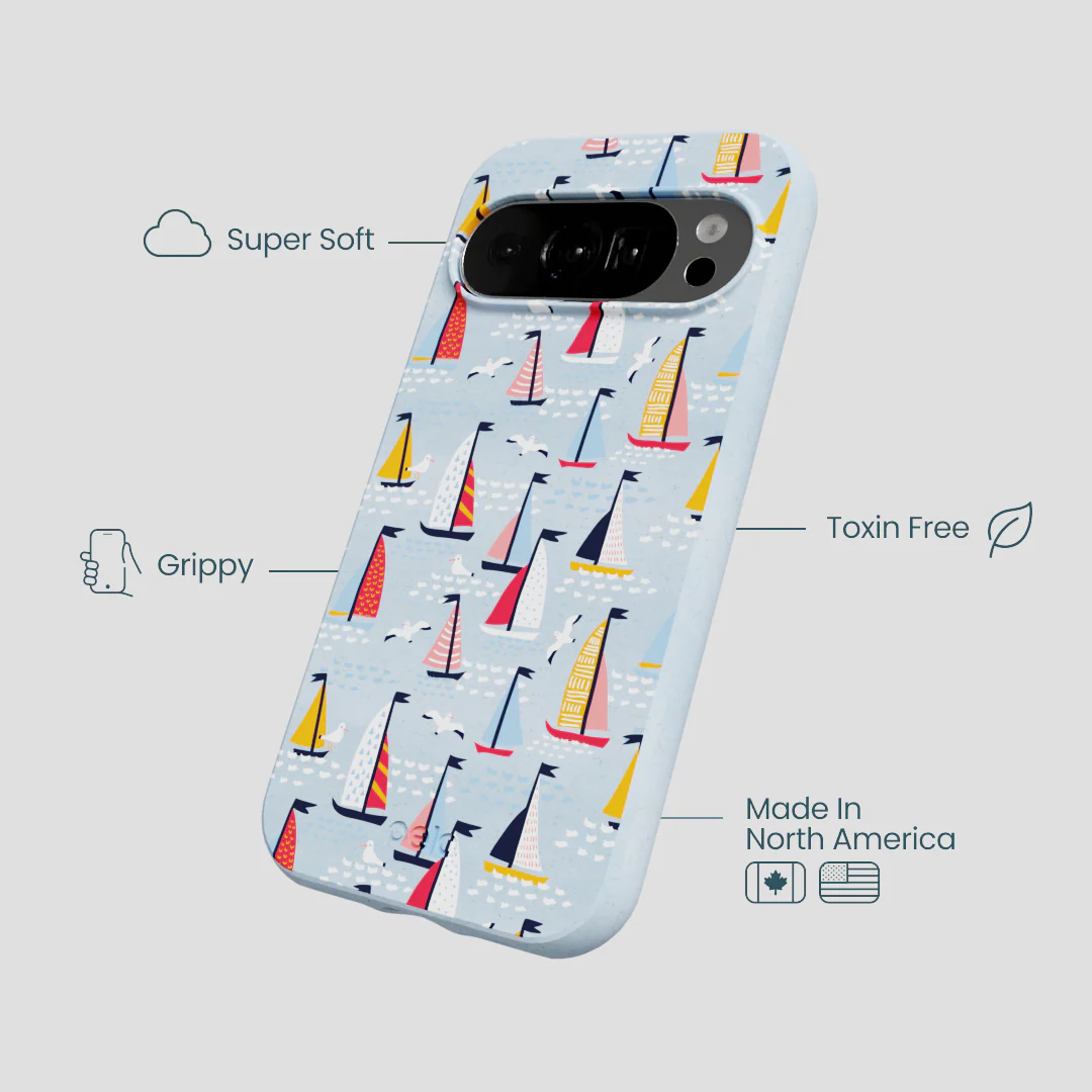 Powder Blue Sails and Seagulls Google Pixel 10/10 Pro Case - Image 3