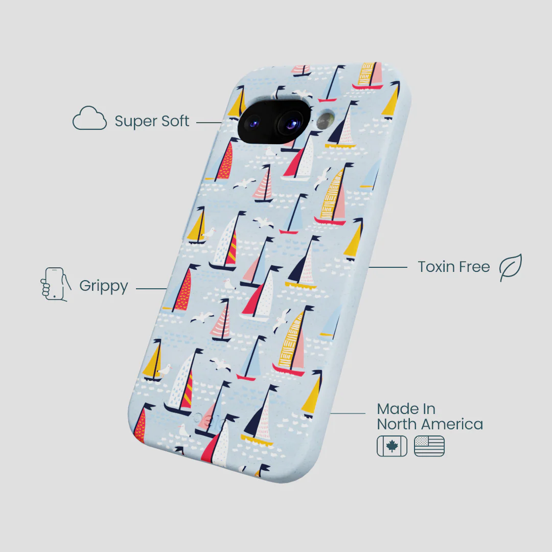Powder Blue Sails and Seagulls Google Pixel 9a Case - Image 3