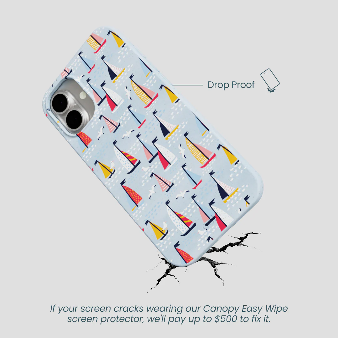 Powder Blue Sails and Seagulls iPhone 16 Plus Case - Image 5