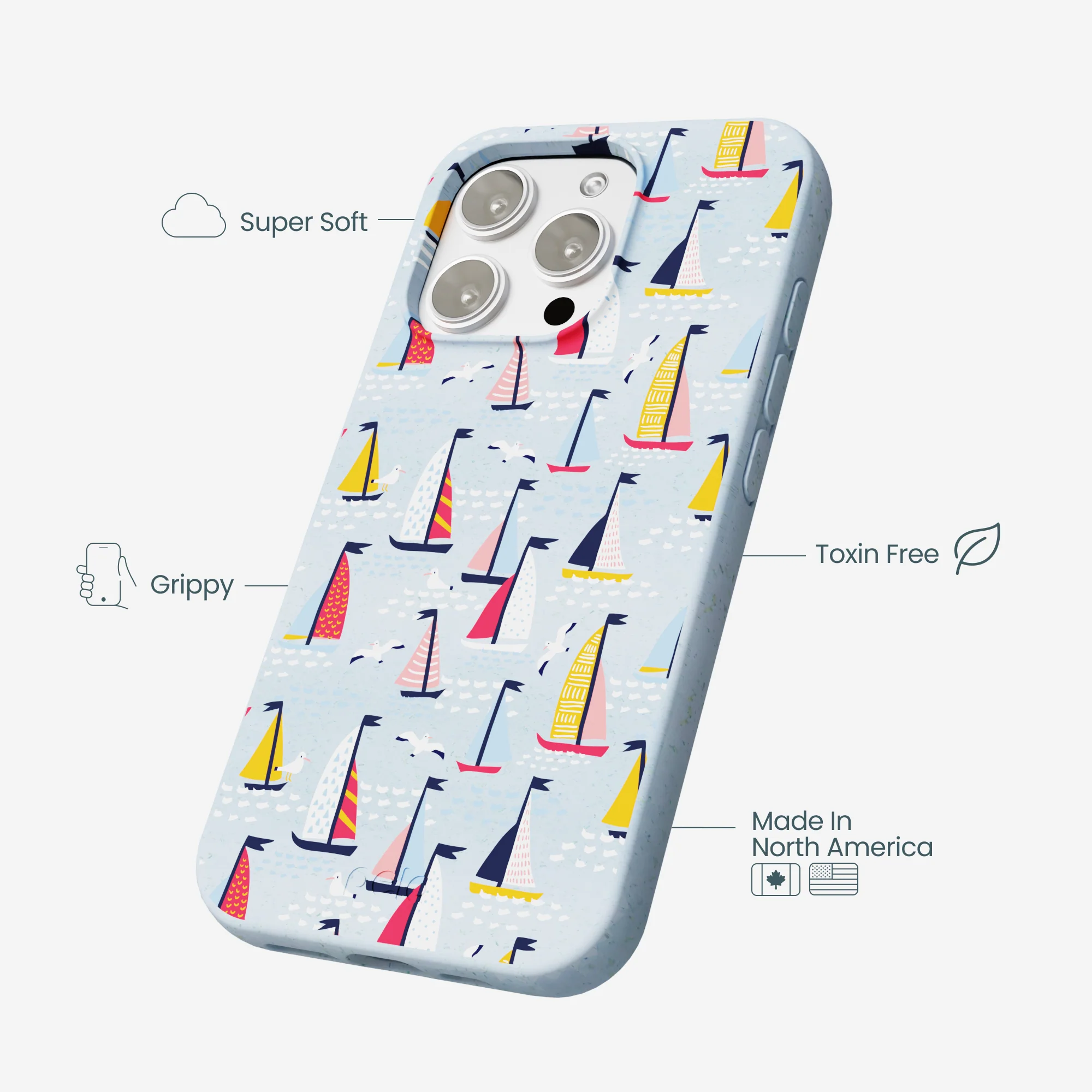 Powder Blue Sails and Seagulls iPhone 16 Pro Max Case - Image 4