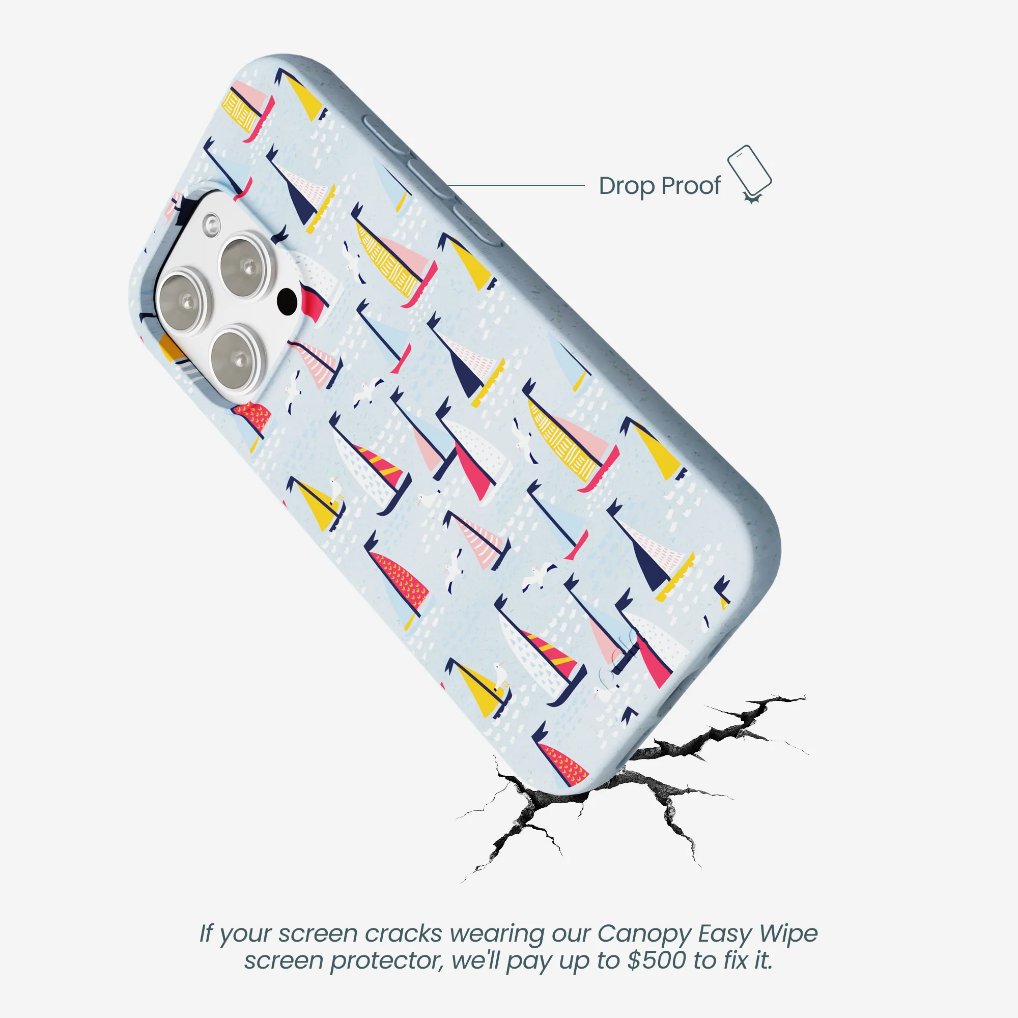 Powder Blue Sails and Seagulls iPhone 16 Pro Max Case - Image 5