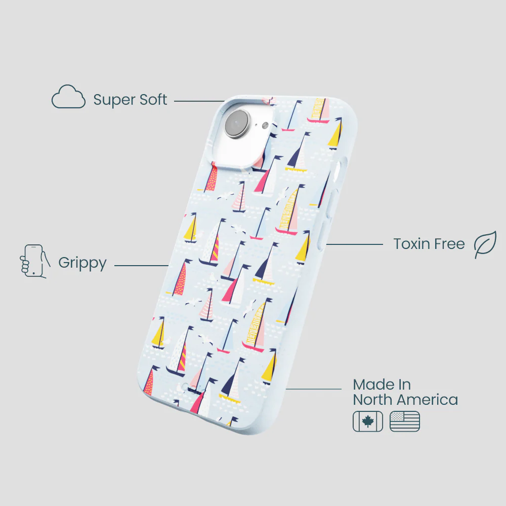 Powder Blue Sails and Seagulls iPhone 16e/17e Case - Image 4