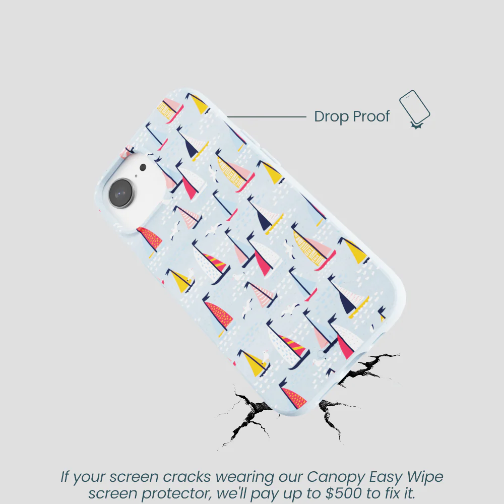 Powder Blue Sails and Seagulls iPhone 16e/17e Case - Image 5