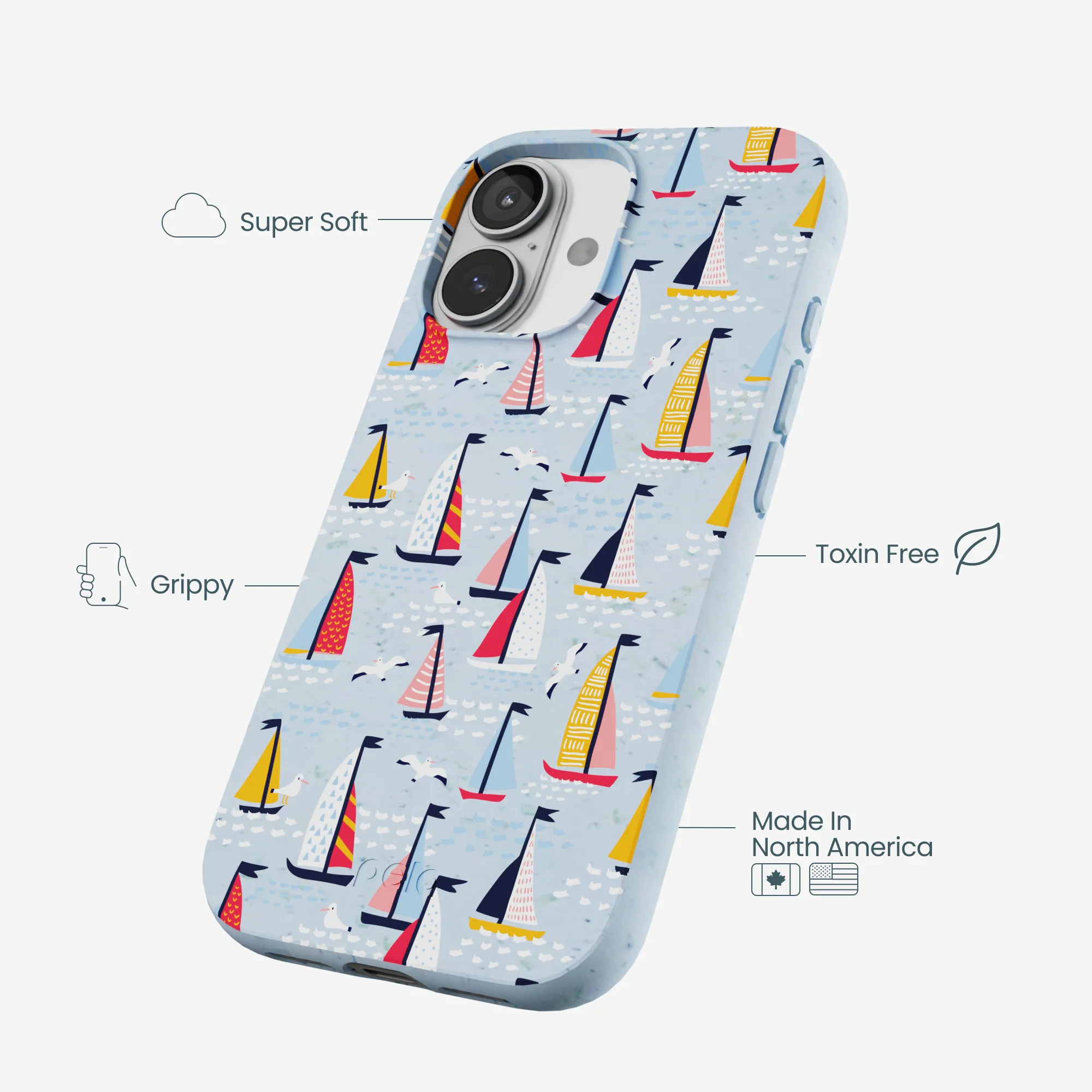 Powder Blue Sails and Seagulls iPhone 17 Case - Image 4
