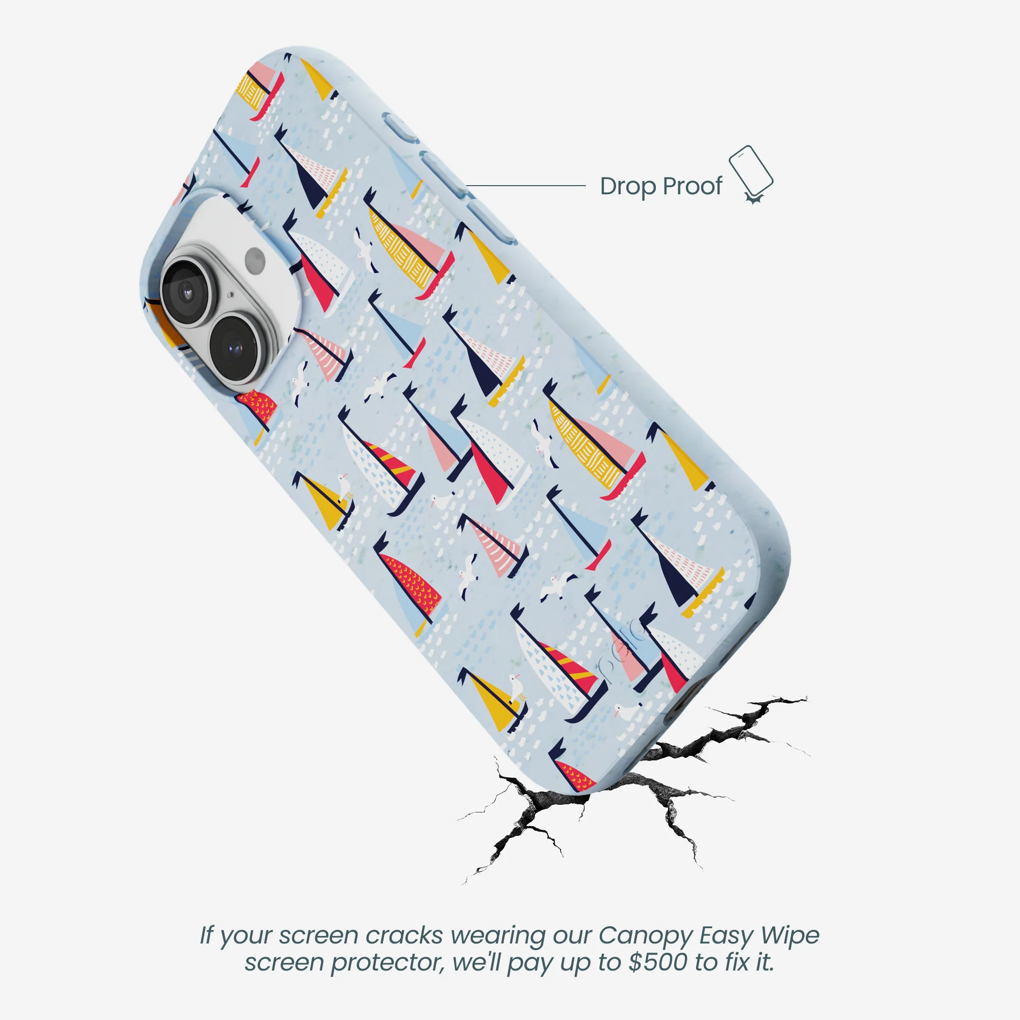 Powder Blue Sails and Seagulls iPhone 17 Case - Image 5