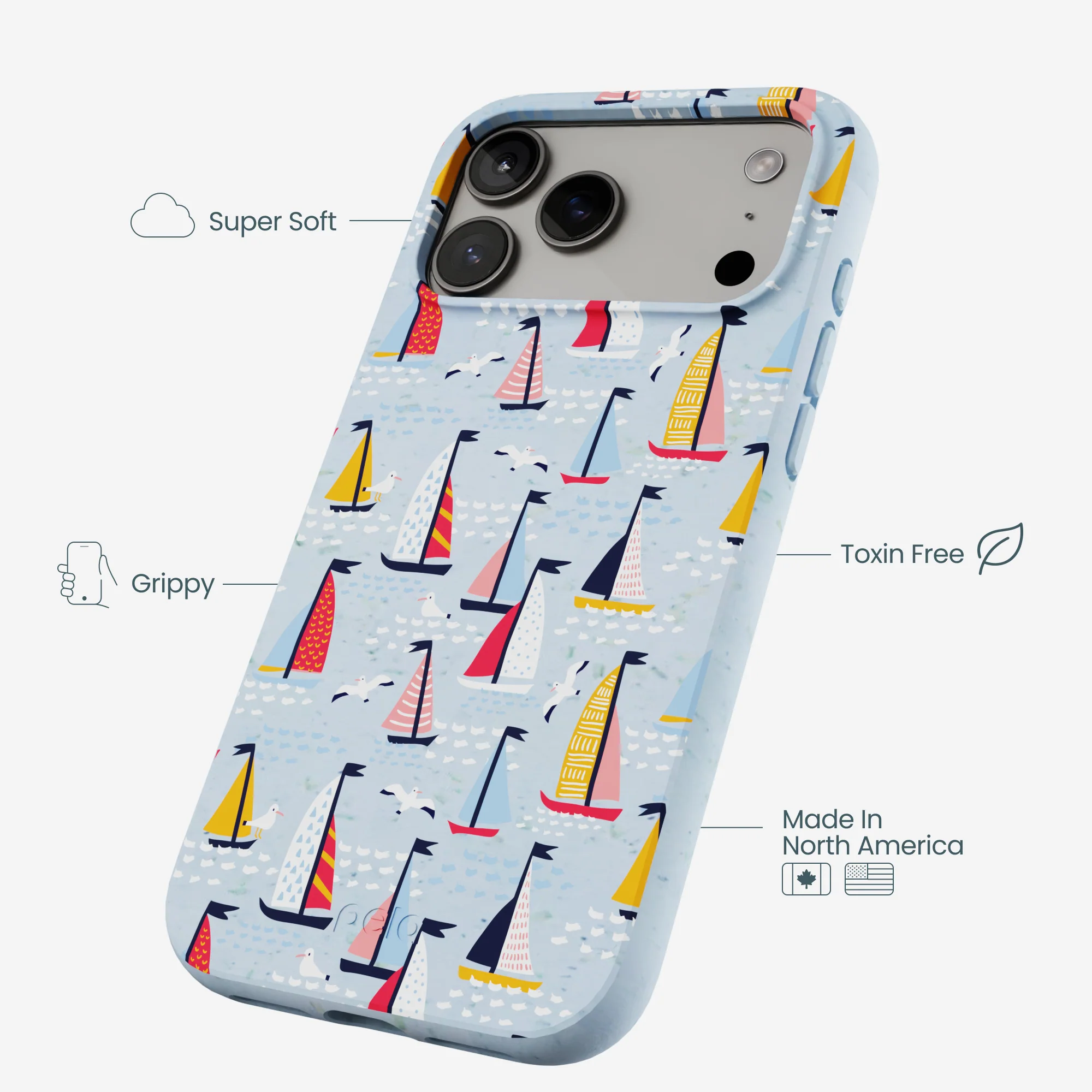 Powder Blue Sails and Seagulls iPhone 17 Pro Max Case - Image 4