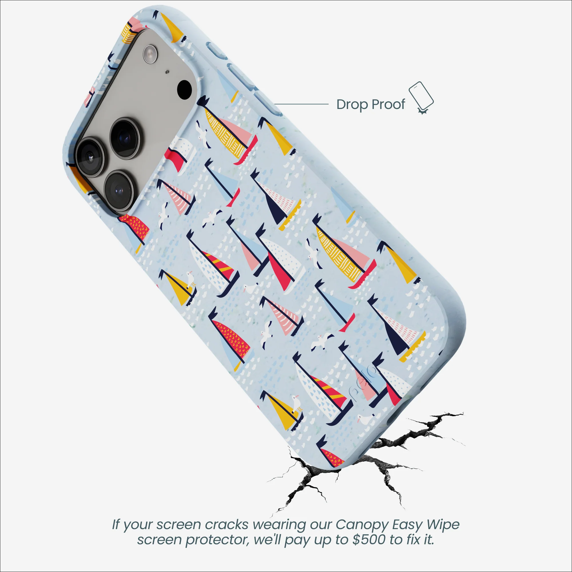 Powder Blue Sails and Seagulls iPhone 17 Pro Max Case - Image 5
