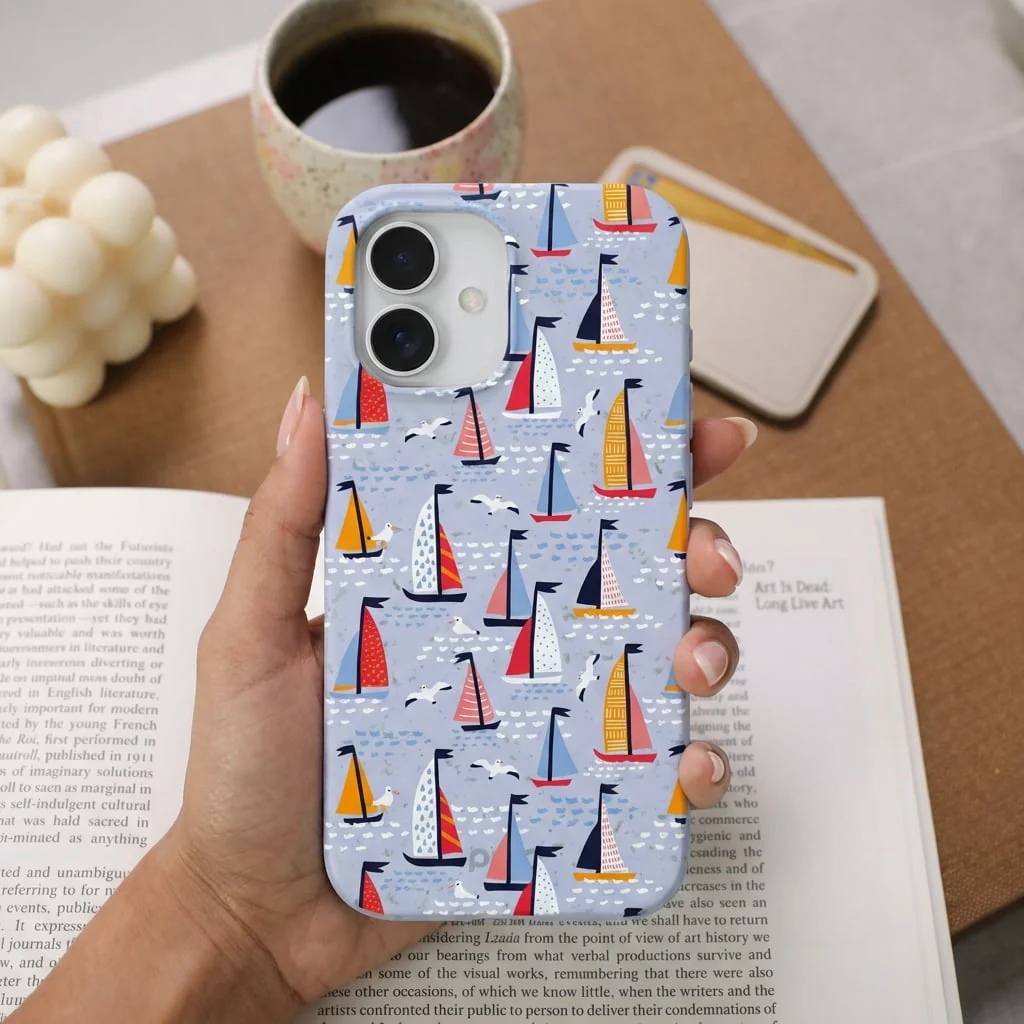 Powder Blue Sails and Seagulls iPhone Air Case - Image 2