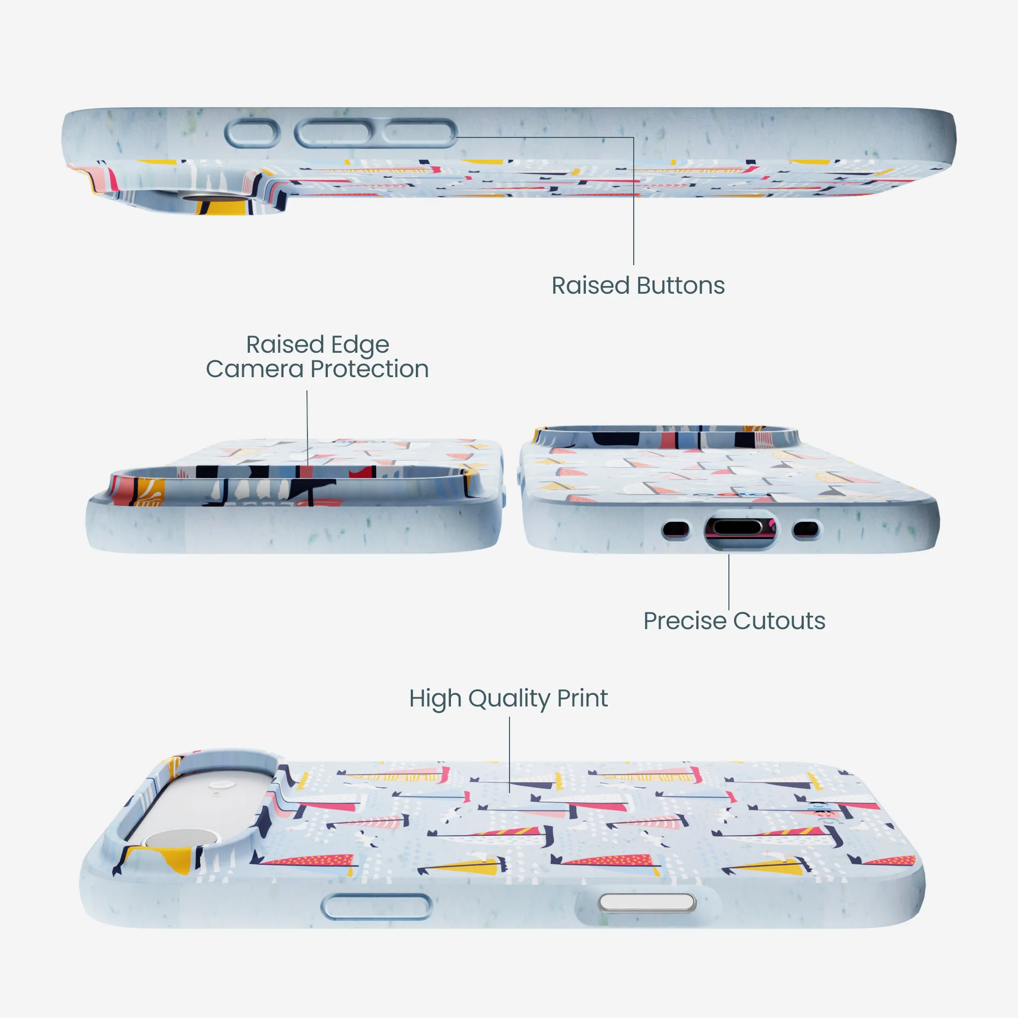 Powder Blue Sails and Seagulls iPhone Air Case - Image 3