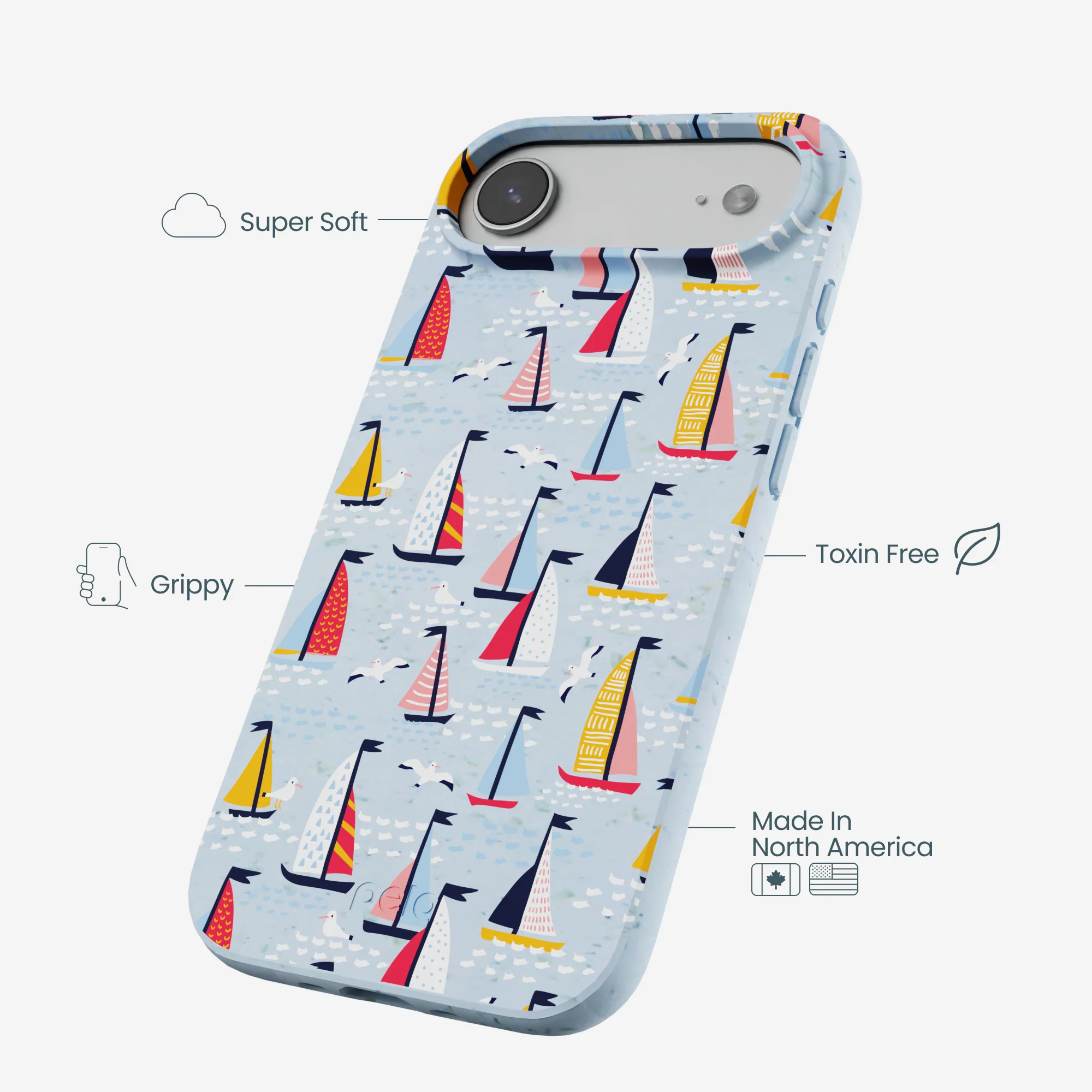 Powder Blue Sails and Seagulls iPhone Air Case - Image 4