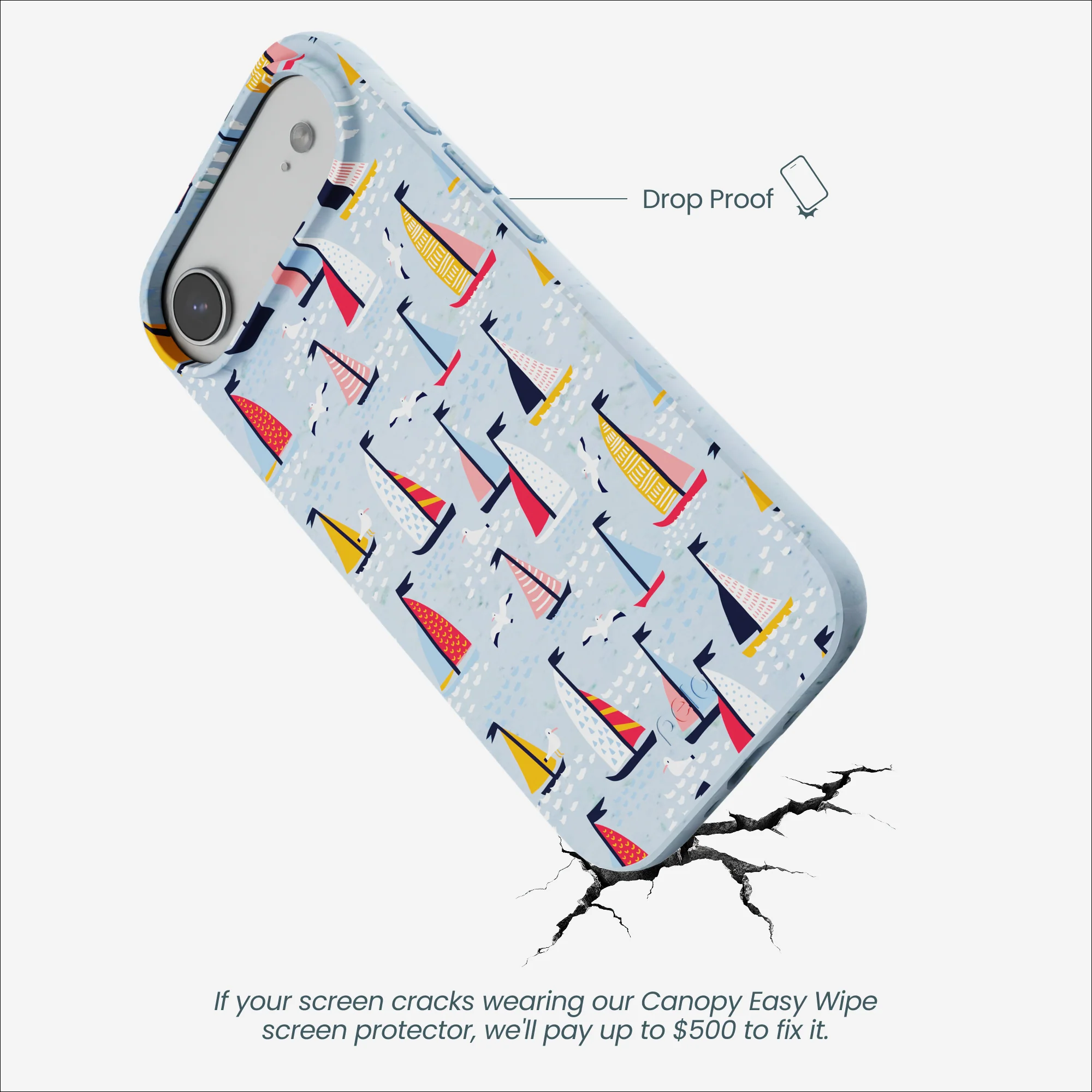Powder Blue Sails and Seagulls iPhone Air Case - Image 5