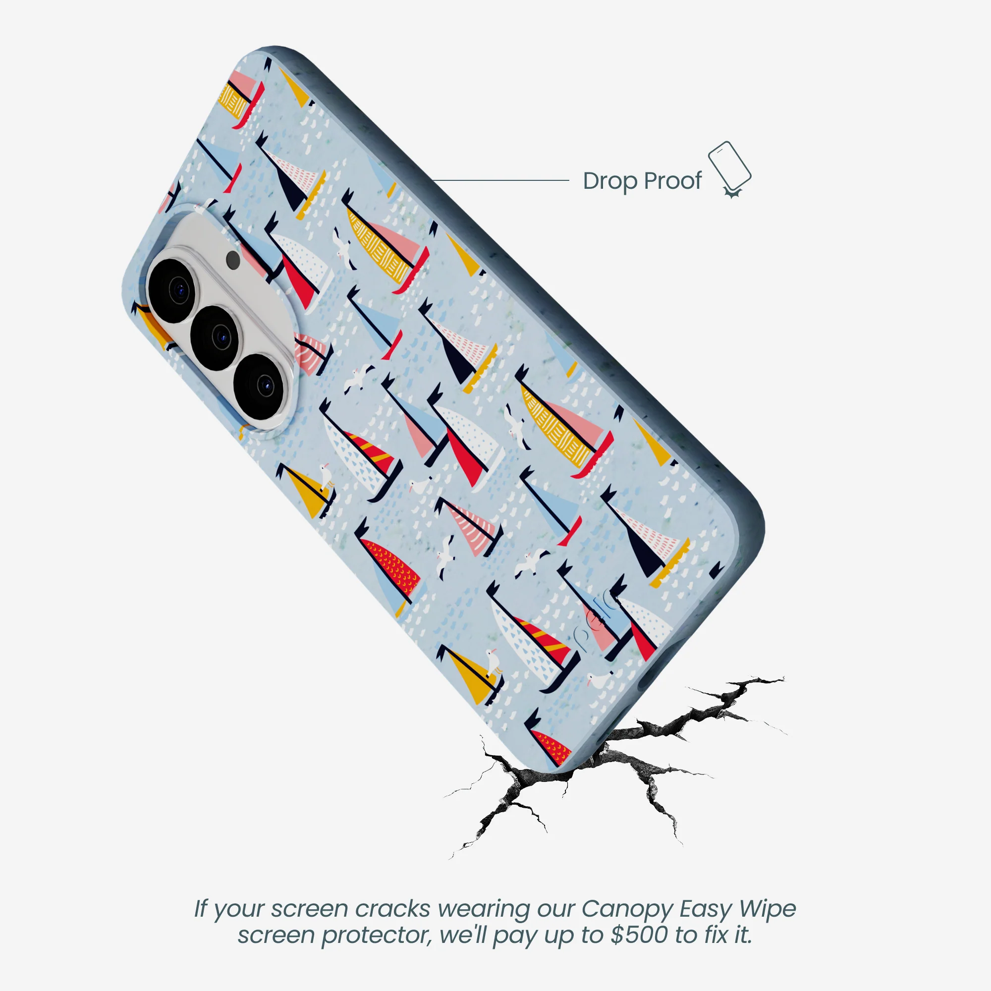Powder Blue Sails and Seagulls Samsung Galaxy S26 Case - Image 4