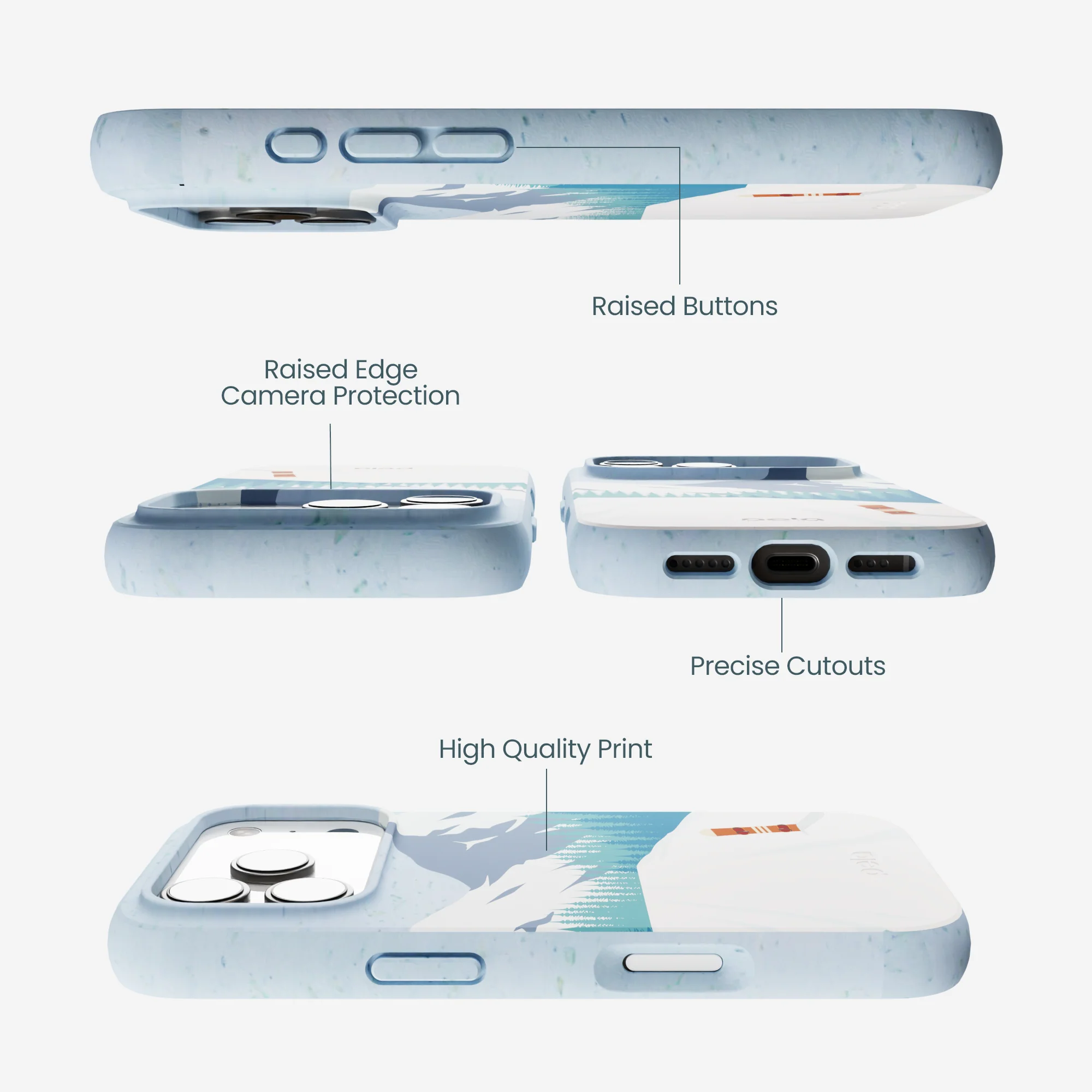 Powder Blue Shredding Peaks iPhone 17 Pro Case - Image 3