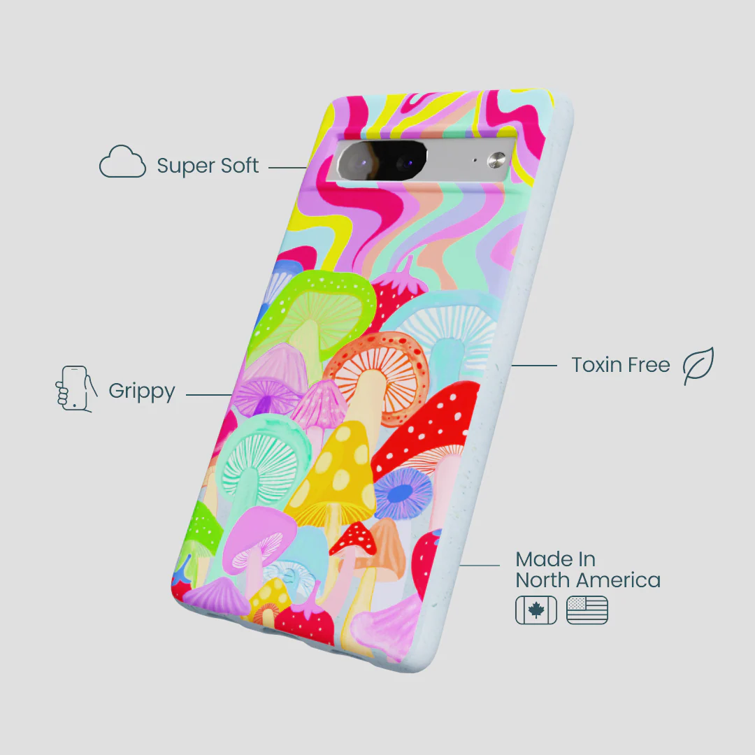 Powder Blue Shroom Spiral Google Pixel 7a Case - Image 3