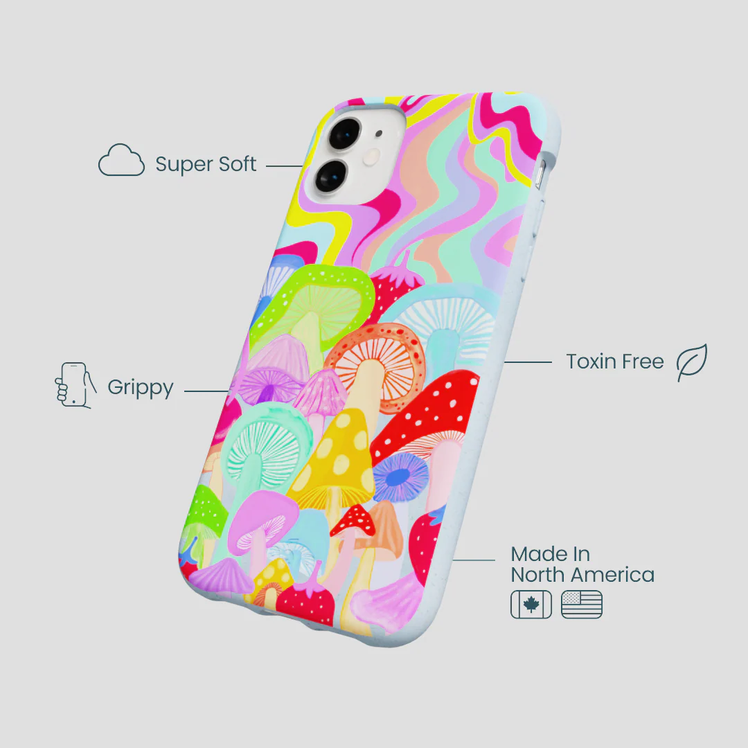 Powder Blue Shroom Spiral iPhone 11 Case - Image 3