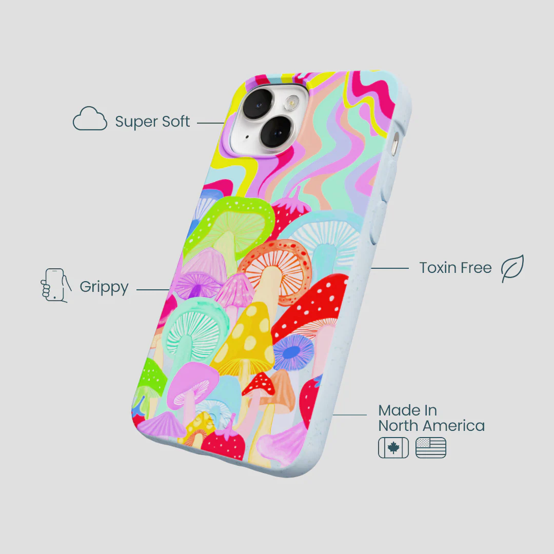 Powder Blue Shroom Spiral iPhone 13 Case - Image 4