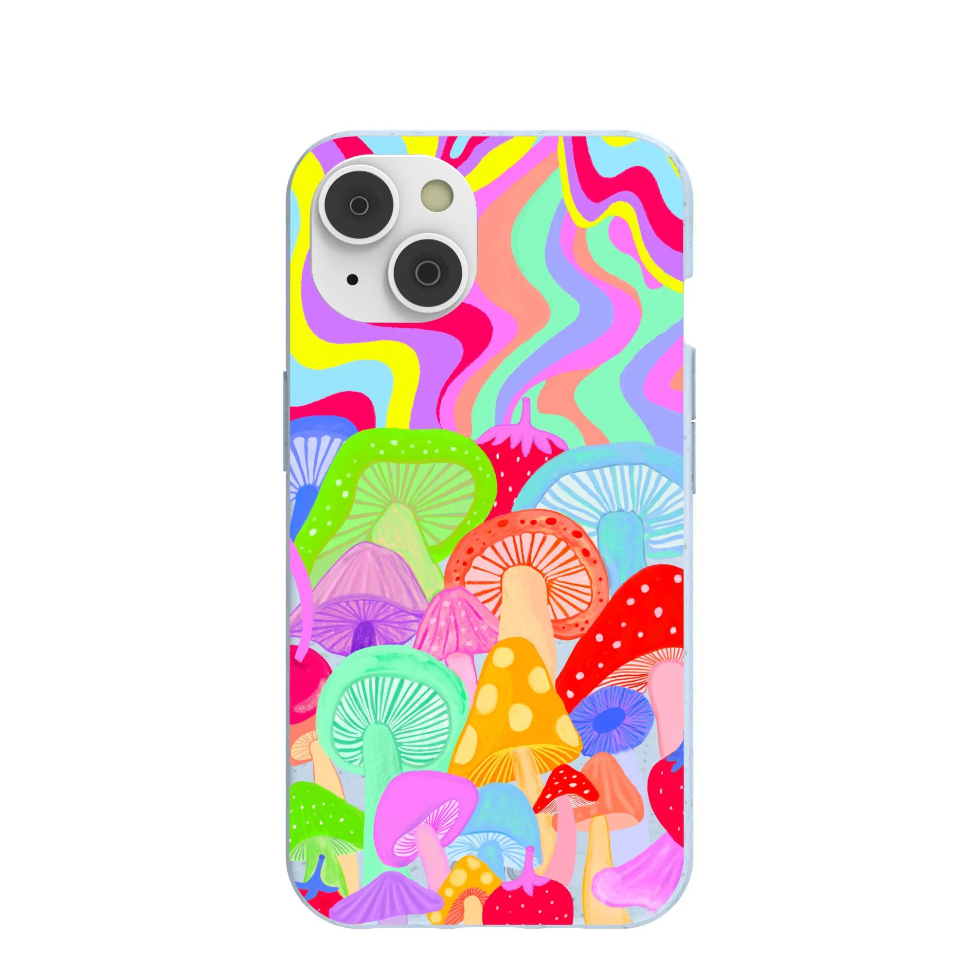 Powder Blue Shroom Spiral iPhone 14 Case