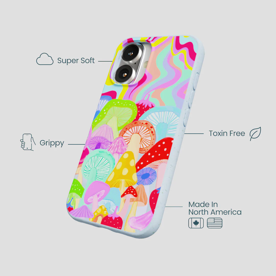 Powder Blue Shroom Spiral iPhone 16 Case - Image 4