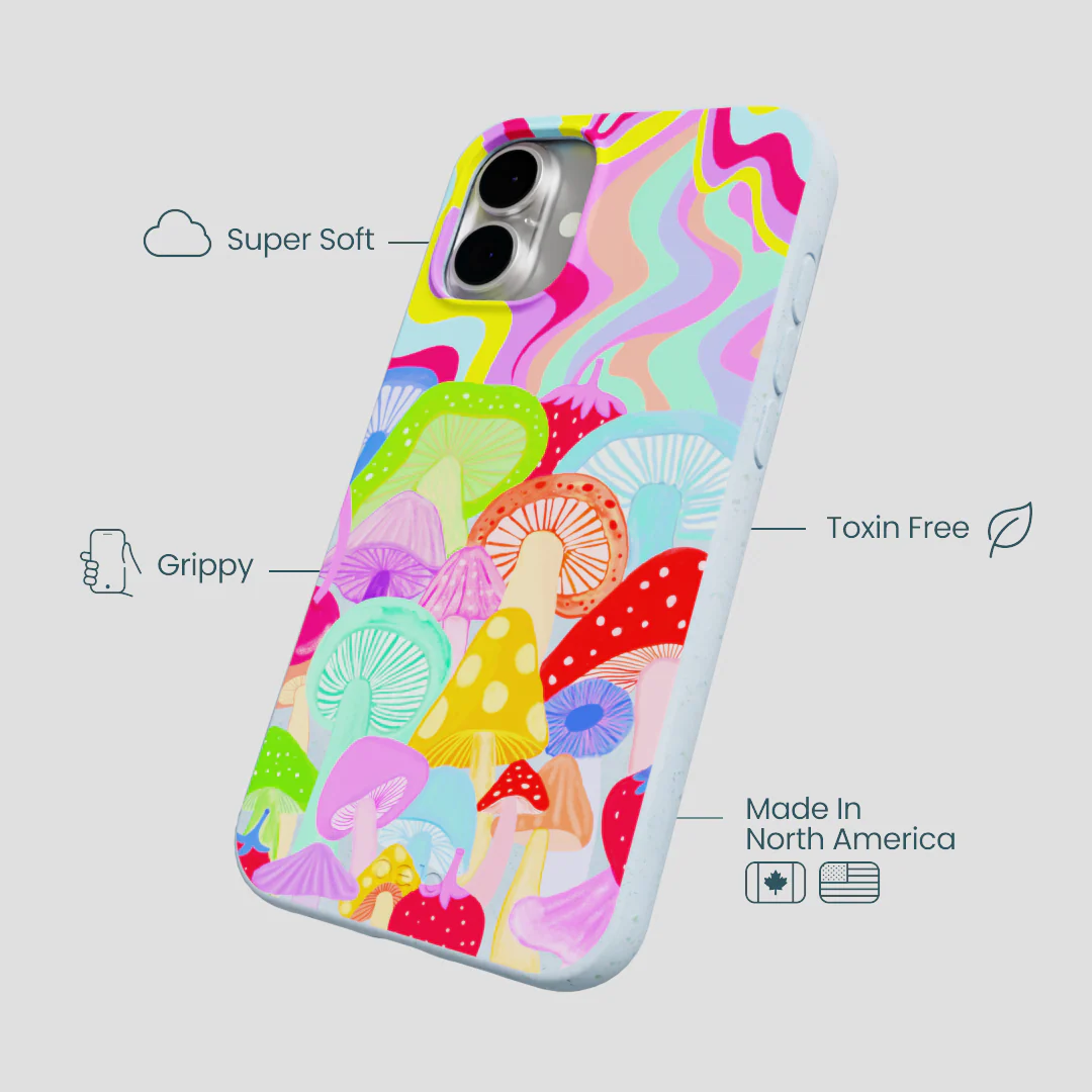 Powder Blue Shroom Spiral iPhone 16 Plus Case - Image 4