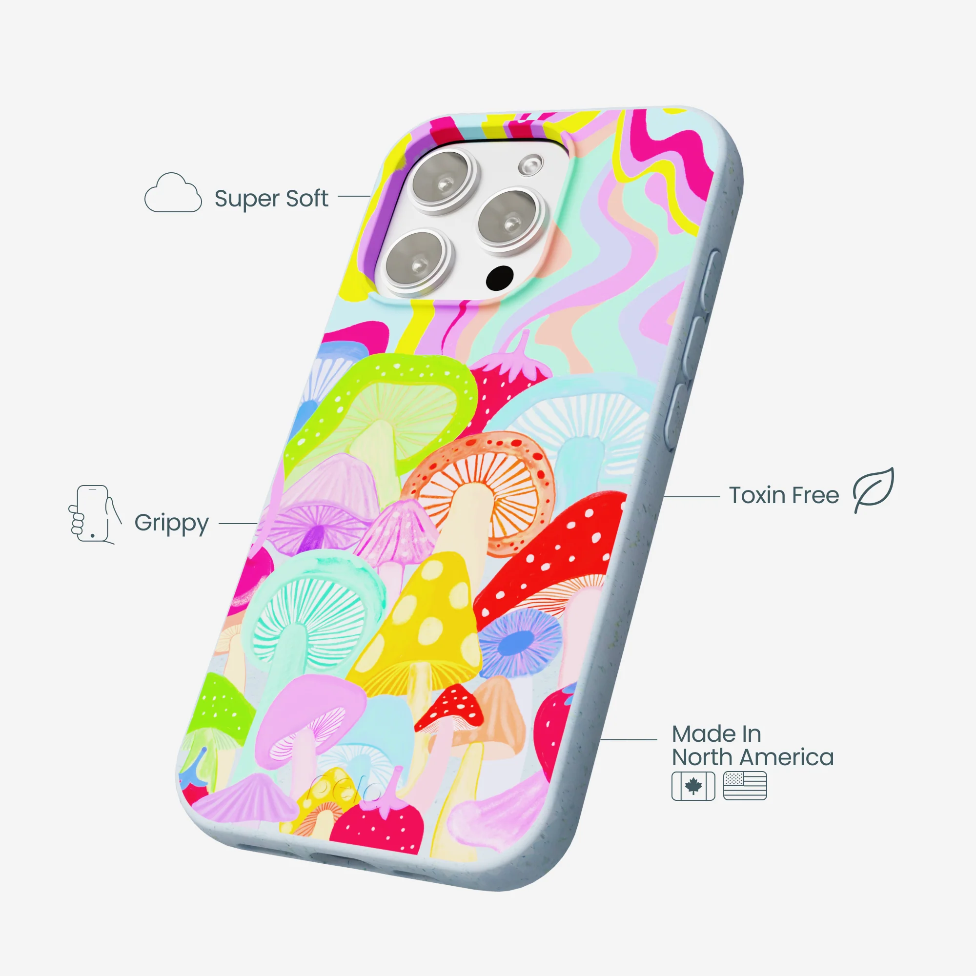 Powder Blue Shroom Spiral iPhone 16 Pro Max Case - Image 4